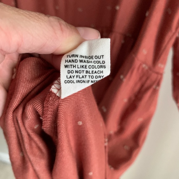 Peach Swiss dot babydoll dress with tie - Picture 5 of 5